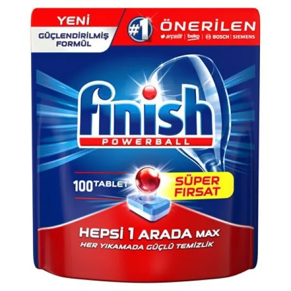 Finish Hepsi 1 Arada Max Tablet Bulaşık Makinesi Deterjanı 100 Adet Deterjan