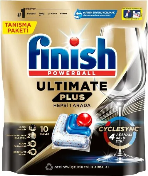 Finish Ultimate Plus Hepsi 1 Ada Tablet Bulaşık Makinesi Deterjanı 10 Adet Deterjan