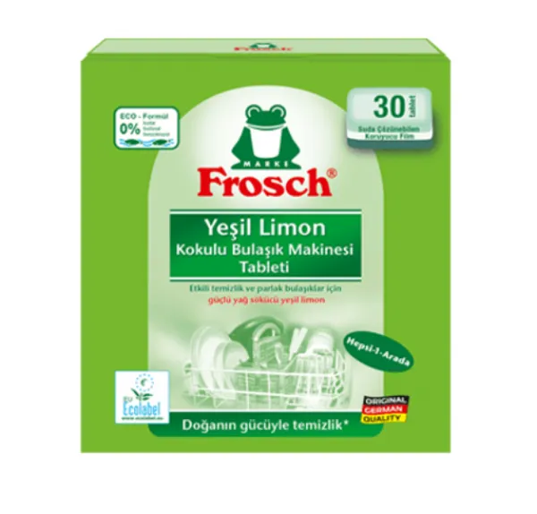 Frosch Yeşil Limon Kokulu Bulaşık Makinesi Deterjanı 30 Adet Deterjan