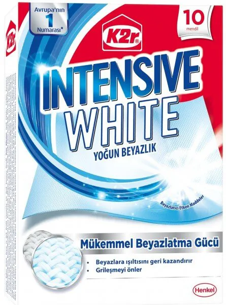 K2R Intensive White Yoğun Beyazlık Mendil 10 Adet Deterjan