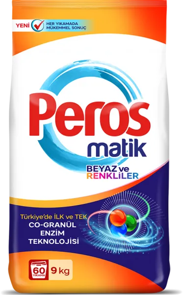 Peros Matik Beyaz ve Renkler Toz Çamaşır Deterjanı 9 kg Deterjan