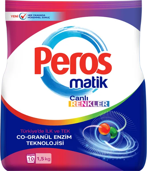 Peros Matik Canlı Renkler Toz Çamaşır Deterjanı 1.5 kg Deterjan