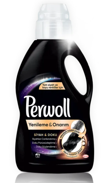 Perwoll Yenileme & Onarım Siyah & Doku Sıvı Çamaşır Deterjanı 16 Yıkama Deterjan
