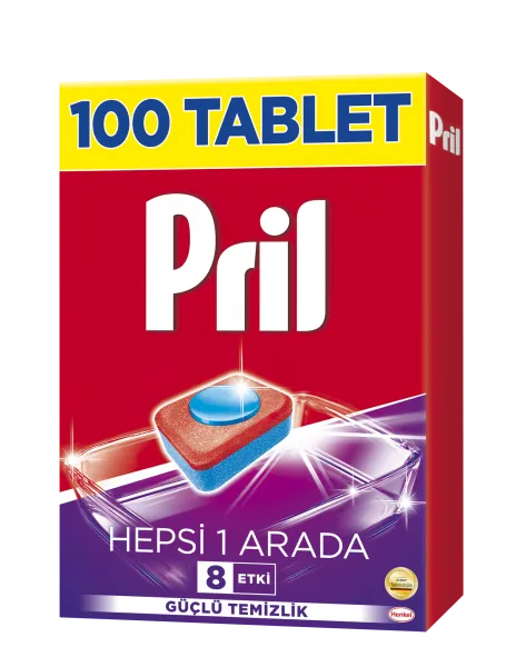 Pril Hepsi Bir Arada Tablet Bulaşık Makinesi Deterjanı 100 Adet Deterjan