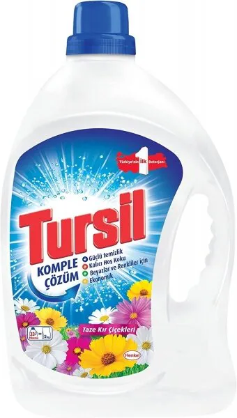 Tursil Komple Çözüm Taze Kır Çiçekleri Sıvı Çamaşır Deterjanı 33 Yıkama Deterjan
