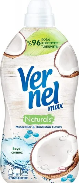 Vernel Max Naturals Mineraller ve Hindistan Cevizi Yumuşatıcı 60 Yıkama Deterjan