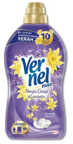 Vernel Max Nergiz Çiçeği ve Lavanta Yumuşatıcı 60 Yıkama Deterjan