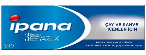 İpana 3 Boyutlu Beyazlık Çay ve Kahve İçenler İçin 75 ml Diş Macunu