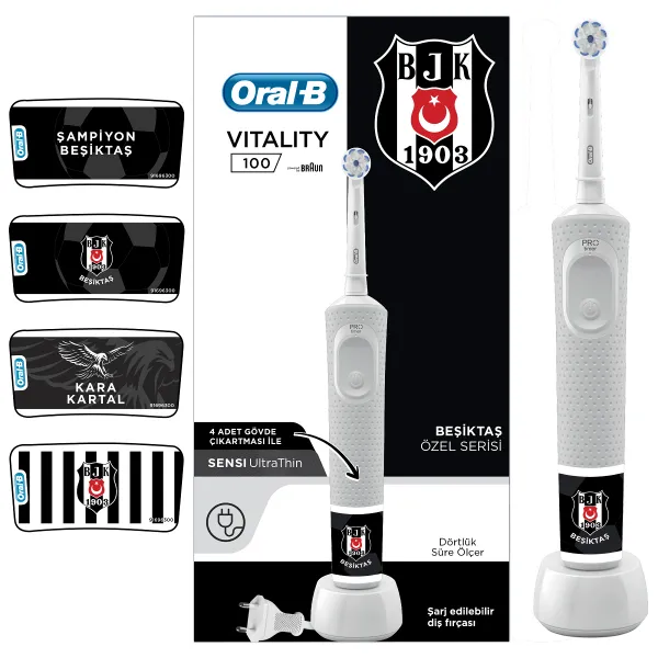 Oral-B Vitality D100 Beşiktaş Serisi Şarjlı Diş Fırçası Elektrikli Diş Fırçası