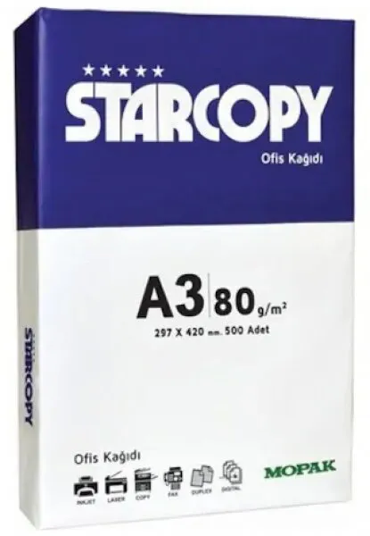 Mopak Starcopy A3 80g 500 Yaprak Fotokopi Kağıdı