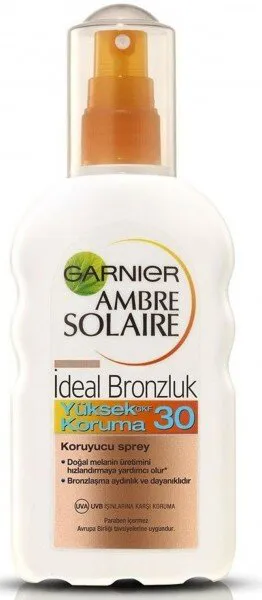 Garnier Ambre Solaire İdeal Bronzluk 30 Faktör Sprey 200 ml 30 Faktör Güneş Ürünleri