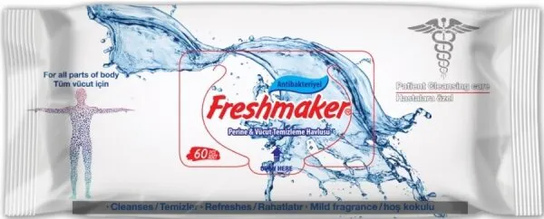 Freshmaker Antibakteriyel Hasta Perine ve Vücut Temizleme Mendili Islak Mendil