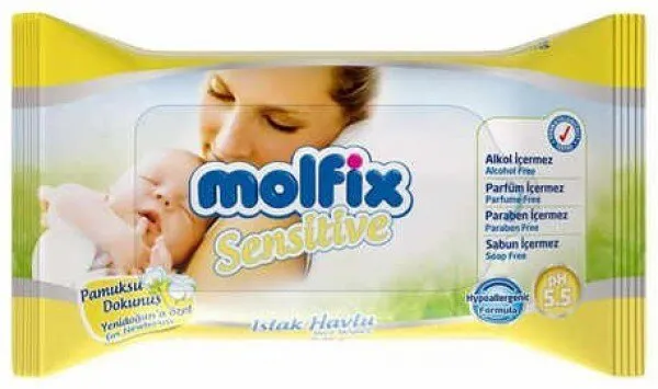 Molfix Sensitive Islak Pamuk Havlu 40 Yaprak Islak Mendil