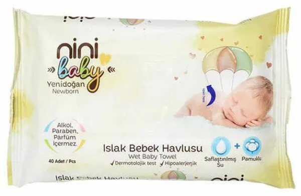 Ninibaby Yenidoğan Islak Mendil 40 Yaprak Islak Mendil