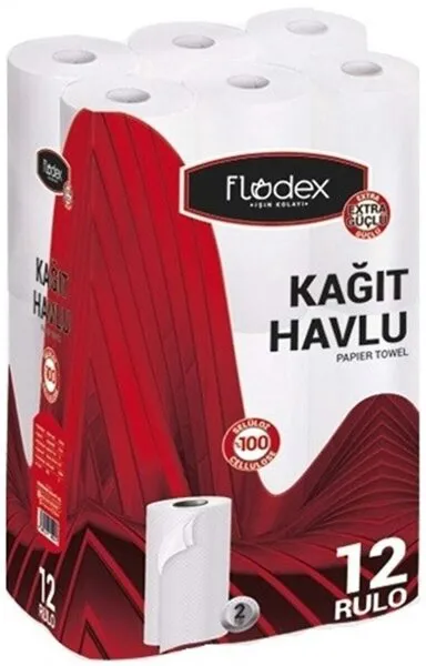 Flodex Çift Katlı Kağıt Havlu 12 Rulo Kağıt Havlu