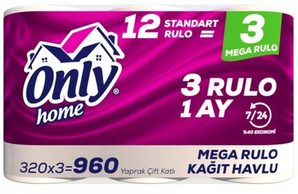 Only Home Kağıt Havlu 3 Büyük Rulo Kağıt Havlu