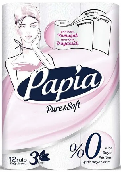 Papia Pure&Soft Kağıt Havlu 12 Rulo Kağıt Havlu