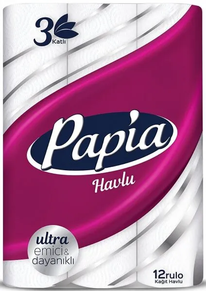 Papia Ultra Emici&Dayanıklı Kağıt Havlu 12 Rulo Kağıt Havlu