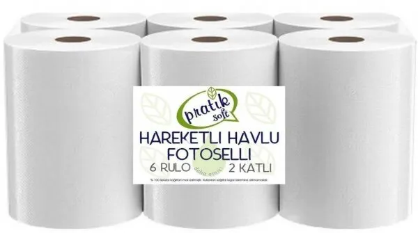 Pratiksoft 21 cm Hareketli Kağıt Havlu 6 Rulo Kağıt Havlu