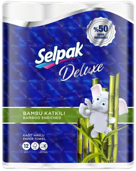 Selpak Deluxe Bambu Kağıt Havlu 12 Rulo Kağıt Havlu