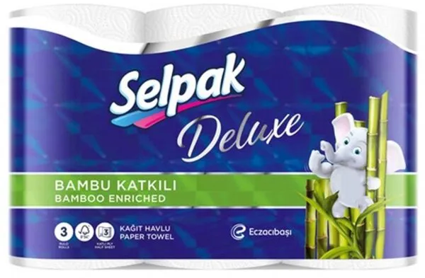 Selpak Deluxe Bambu Kağıt Havlu 3 Rulo Kağıt Havlu