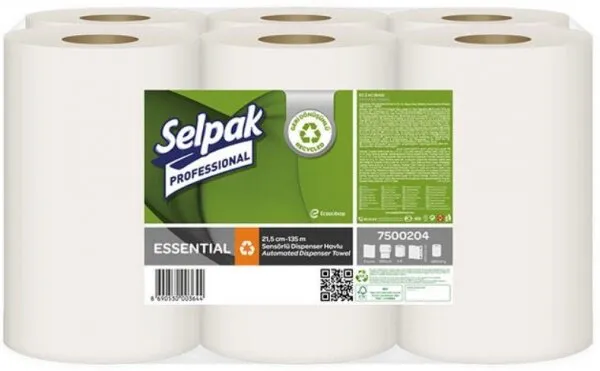 Selpak Professional Essential 21.5 cm Sensörlü Dispenser Kağıt Havlu 6 Rulo Kağıt Havlu