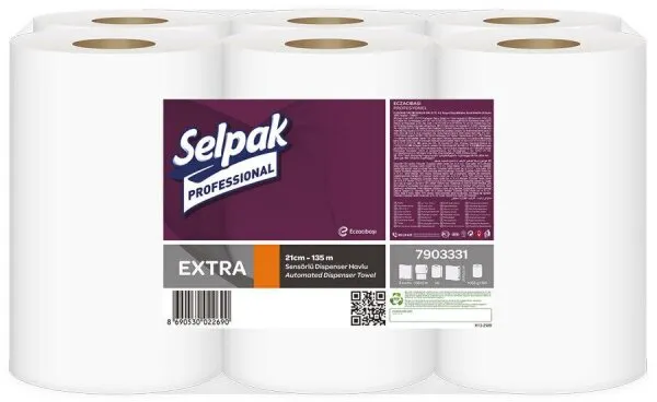 Selpak Professional Extra 21cm-135 m Kağıt Havlu 6 Rulo Kağıt Havlu