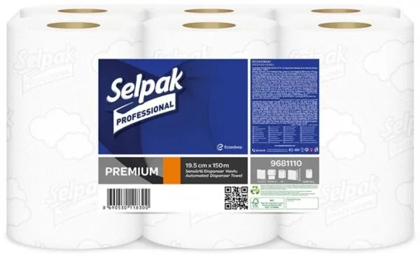 Selpak Professional Premium 19.5 cm Sensörlü Dispenser Kağıt Havlu 6 Rulo Kağıt Havlu