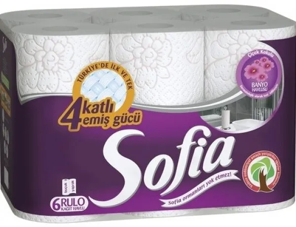 Sofia Banyo Çiçek Kokulu Kağıt Havlu 6 Rulo Kağıt Havlu