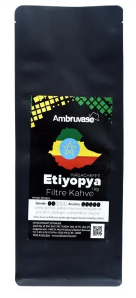 Cafe Ambruvase Etiyopya Yirgacheffe Filtre Kahve 1 kg Kahve