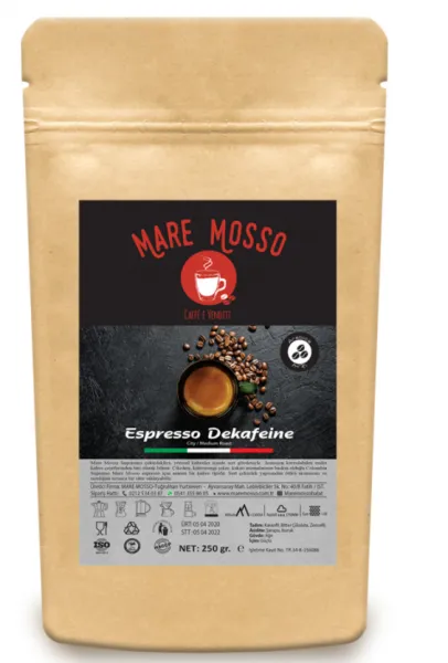 Mare Mosso Espresso Dekafeine Çekirdek Kahve 250 gr Kahve