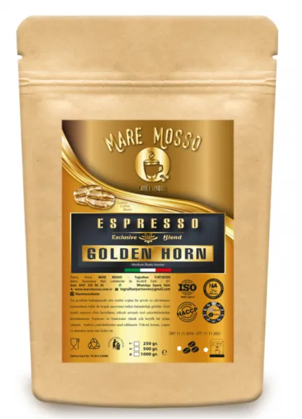 Mare Mosso Espresso Golden Horn Çekirdek Kahve 250 gr Kahve