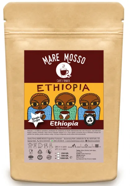 Mare Mosso Ethiopia Sidamo Yöresel Çekirdek Kahve 250 gr Kahve