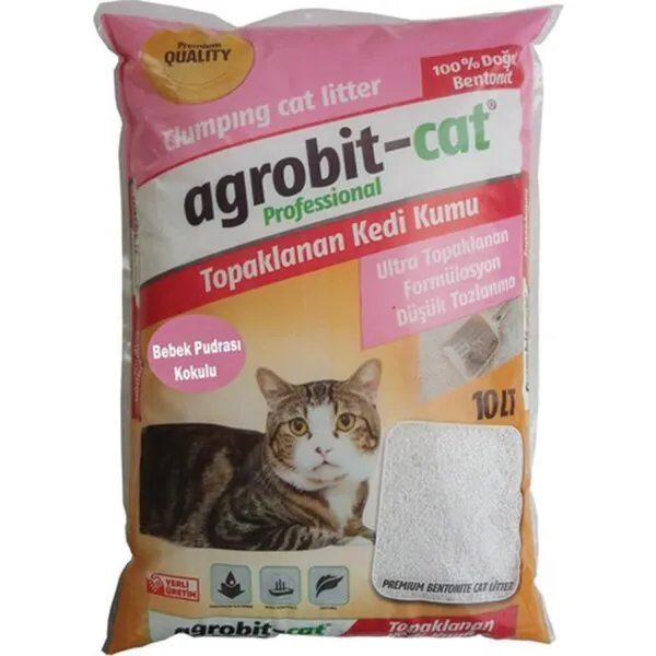 Agrobit Cat Bebek Pudra Kokulu Doğal Bentonit 10 lt Kedi Kumu