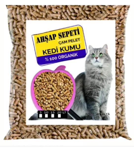 Ahşap Sepeti Organik Çam Peleti 10 lt 10 lt Kedi Kumu