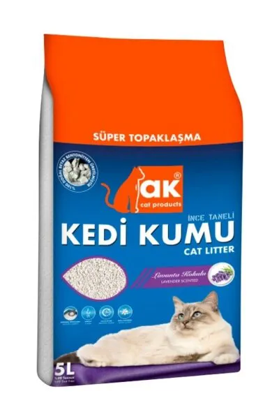 Akkum Lavanta Kokulu İnce Taneli 5 kg İnce Taneli Kedi Kumu