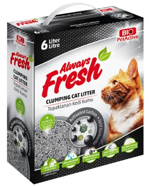 Bio Pet Active Always Fresh Topaklanan Aktif Karbonlu 6 lt Kedi Kumu