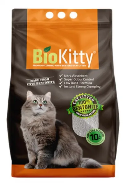 Biokitty Bentonit İnce Taneli Aloe Vera Kokulu 10 lt İnce Taneli Kedi Kumu