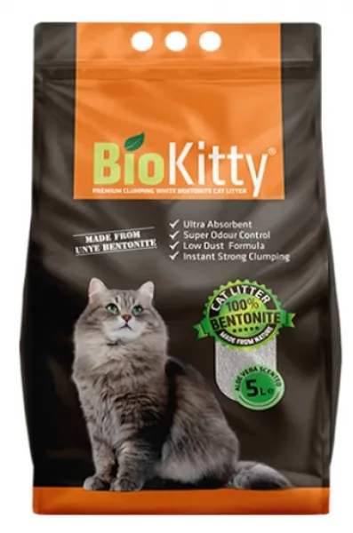 Biokitty Bentonit İnce Taneli Aloe Vera Kokulu 5 lt Kedi Kumu