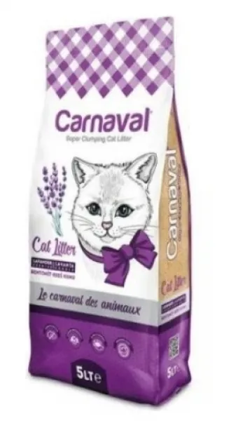 Carnaval Lavanta Kokulu Topaklanan Bentonit İnce Taneli 5 lt Kedi Kumu