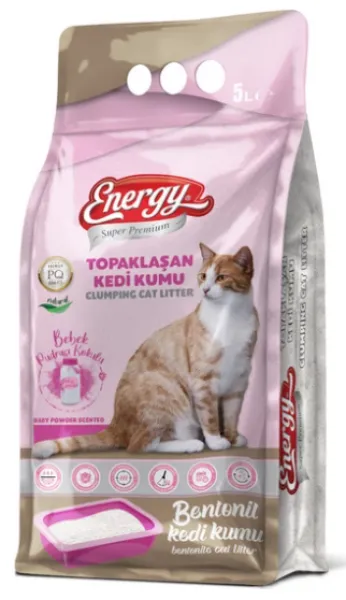 Energy Topaklaşan Bebek Pudrası Kokulu 5 lt Kedi Kumu