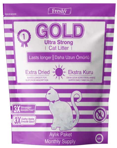 Freshy Gold Silika Kristal Kalın Taneli 3.8 lt Kedi Kumu