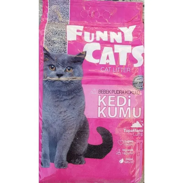 Funny Cats Bebek Pudra Kokulu İnce Taneli 10 lt Kedi Kumu