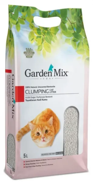 Garden Mix Bentonit Hızlı Topaklanan Parfümsüz Ince 5 lt Kedi Kumu