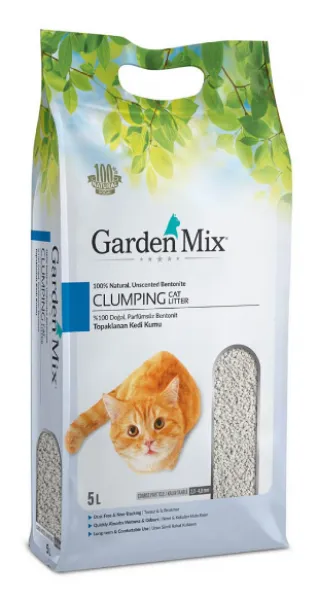 Garden Mix Bentonit Hızlı Topaklanan Parfümsüz Kalın Taneli 5 lt Kedi Kumu