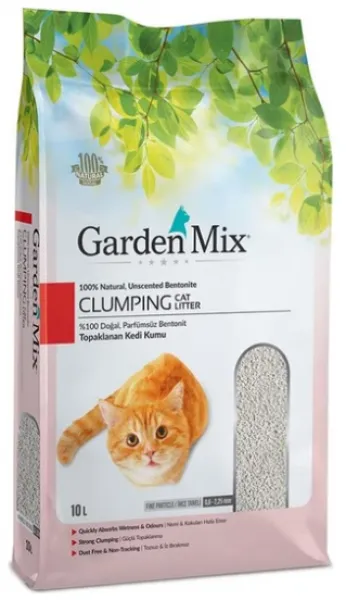 Garden Mix Bentonit Parfümsüz İnce Taneli Doğa 10 lt Kedi Kumu