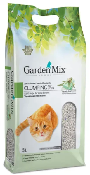 Garden Mix Marsilya Sabunu Kokulu Bentonit İnce 5 lt Kedi Kumu