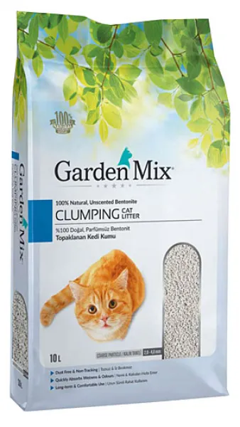 Garden Mix Bentonit Hızlı Topaklanan Parfümsüz Kalın 10 lt Kedi Kumu