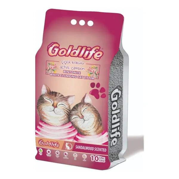 Goldlife Active Carbon Çiçek Kokulu Bentonit 10 lt Kedi Kumu