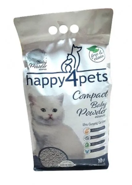 Happy4Pets Bebek Pudrası Kokulu İnce Taneli 10 kg Kedi Kumu